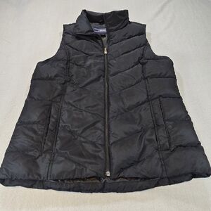 Lands’ End Black Puffer Vest Women’s M/T 10–12 Quilted Zip Front